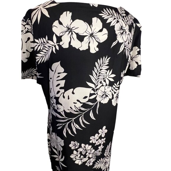 Mark Fore & Strike Women's Black & White Floral Silk Dress Size L Maxi - Picture 6 of 12